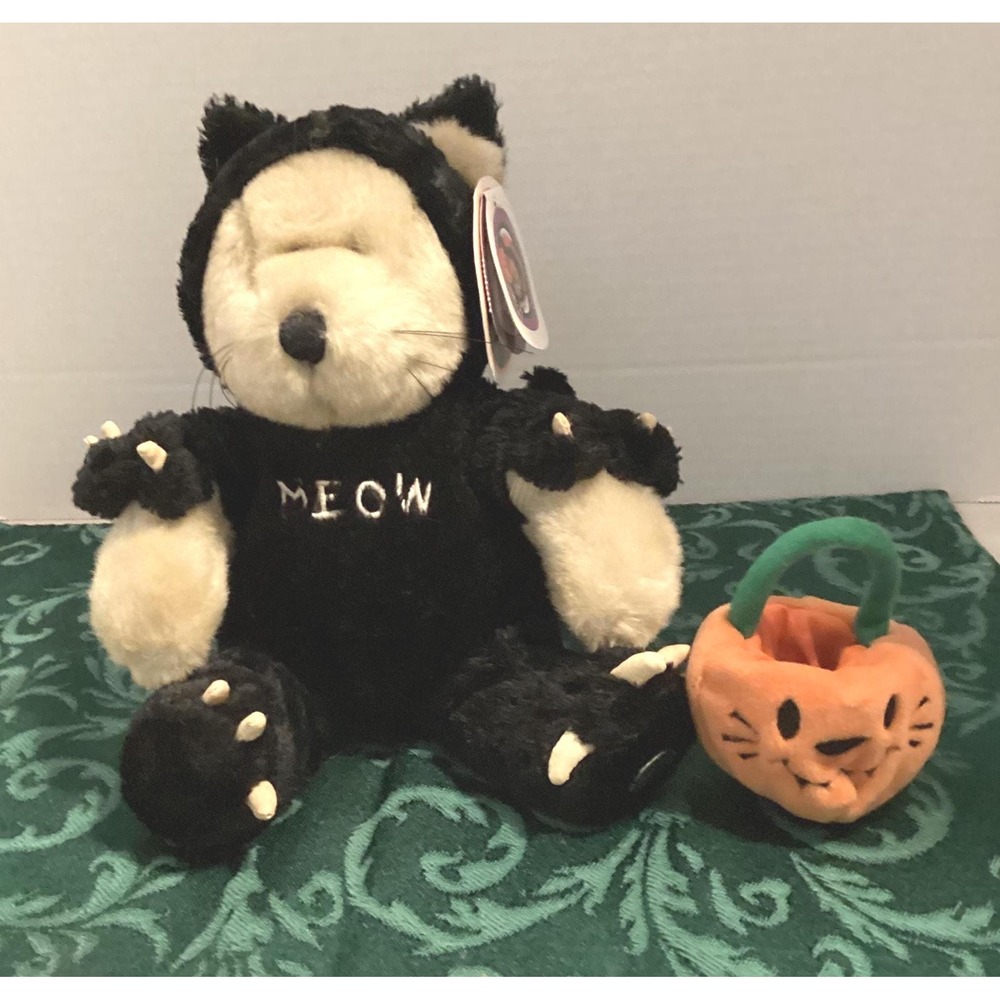 Starbucks Bearista Bear 20th Edition 2002 Halloween Black‎ Cat Glow Claws NWT